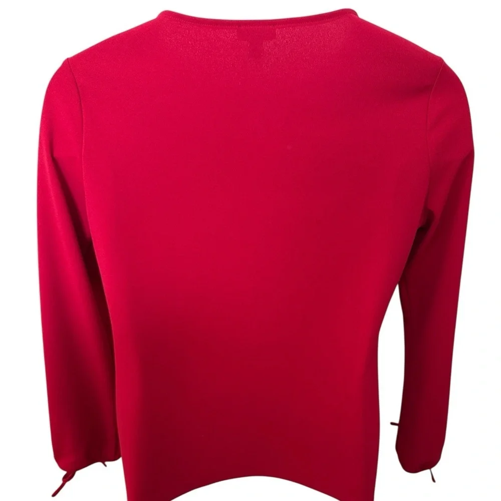 TALBOTS Red Holiday Long Sleeve Blouse Women MP Medium Petite - Picture 5 of 5